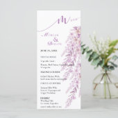 Elegante zachte blosserige lavendel bloemige bruil menu (Staand voorkant)