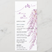 Elegante zachte blosserige lavendel bloemige bruil menu (Voorkant)