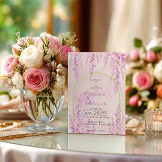 Elegante zachte blozende lavendel bloemige bruilof kaart