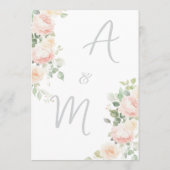 Elegante zachte blozende rozen huwelijksmenu menu (Achterkant)