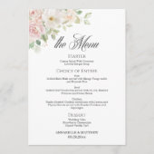 Elegante zachte blozende rozen huwelijksmenu menu (Voorkant)