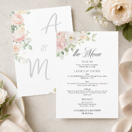 Elegante zachte blozende rozen huwelijksmenu menu