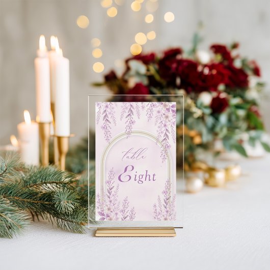 Elegante zachte blush lavendel trouwtafel nummer