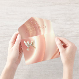 Elegante zachte blush trouwuitnodiging all in one uitnodiging