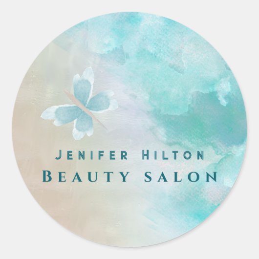 Elegante zachte boho waterverf vlinder ronde sticker (Voorkant)
