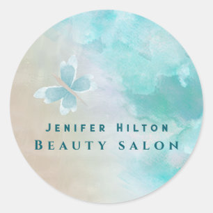 Elegante zachte boho waterverf vlinder ronde sticker