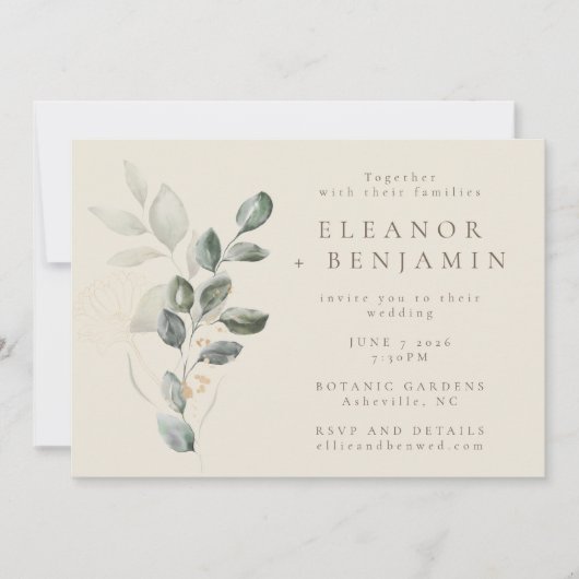 Elegante zachte botanische eucalyptus minimale bru kaart (Voorkant)