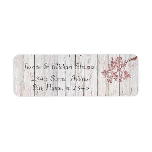 Elegante  zachte bruiloft kersenboom brunch etiket (Voorkant)