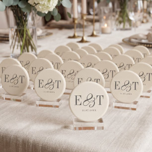 Elegante zachte crèmekleurige trouwletters voor ko magneet