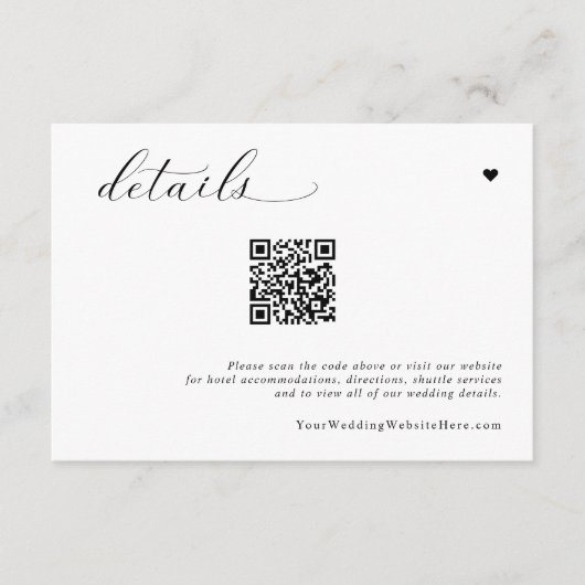 Elegante zachte eenvoudige moderne bruiloft detail informatiekaartje (Voorkant)