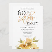 Elegante Zachte Gele Bloemen Verrassing 60ste Verj Kaart (Voorkant / Achterkant)