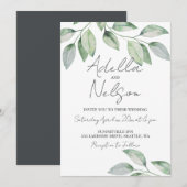 Elegante zachte groene bladeren bruiloft kaart (Voorkant / Achterkant)