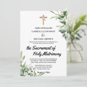 Elegante zachte groene bloemennuptiale massa wit kaart (Staand voorkant)