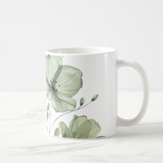Elegante zachte groene bloemillustratie koffiemok