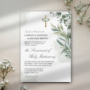 Elegante zachte groene bloemrijke huwelijksmis bru kaart