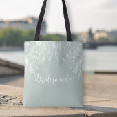 Elegante zachte groene en witte omlijning bloemrij tote bag