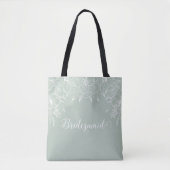 Elegante zachte groene en witte omlijning bloemrij tote bag (Voorkant)