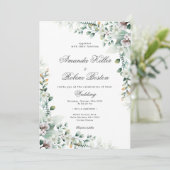 Elegante zachte groene eucalyptus bloemenbruiloft kaart (Staand voorkant)