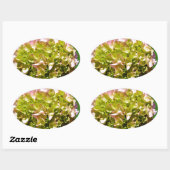 Elegante zachte groene roze bloemhortensia's ovale sticker (Vel)