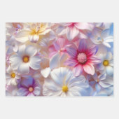 Elegante zachte kleuren 3D roze bloemblaadjes bloe Inpakpapier Vel (Voorkant 2)