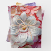 Elegante zachte kleuren 3D roze bloemblaadjes bloe Inpakpapier Vel (In situ)