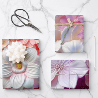 Elegante zachte kleuren 3D roze bloemblaadjes bloe Inpakpapier Vel