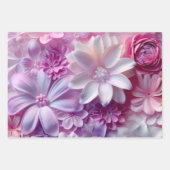 Elegante Zachte Kleuren 3D Roze Bloemen Patroon Bl Inpakpapier Vel (Voorkant 2)