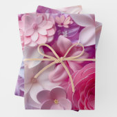 Elegante Zachte Kleuren 3D Roze Bloemen Patroon Bl Inpakpapier Vel (In situ)