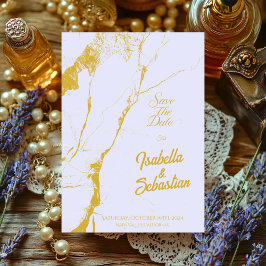 Elegante zachte lavendel & gouden marmer Save the Kaart