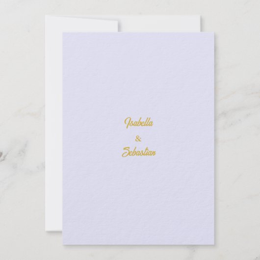 Elegante zachte lavendel & gouden marmeren save-th kaart (Achterkant)