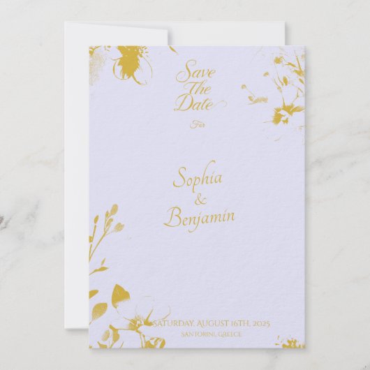 Elegante zachte lavendel & metaal goud Save the Da Kaart (Voorkant)