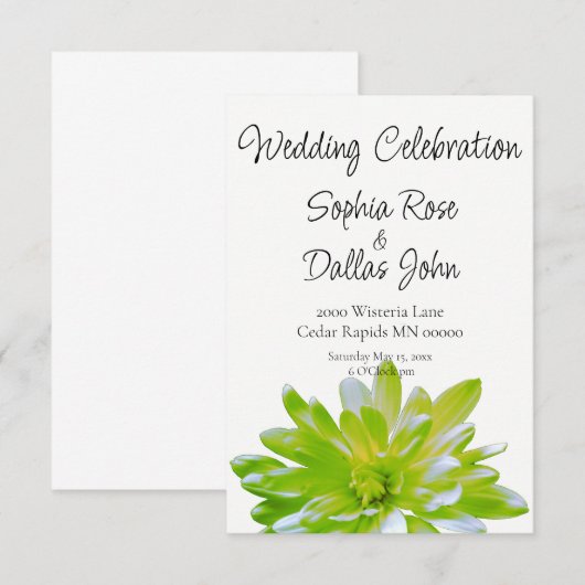 Elegante zachte lichtgroene bloemenmadeliefje brui kaart (Voorkant / Achterkant)