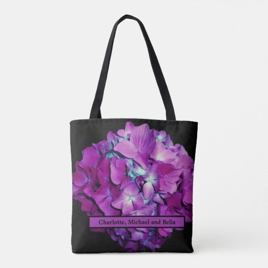 Elegante zachte Magenta blauwgroen florale hortens Tote Bag (Achterkant)