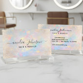 Elegante zachte opal make-up & haarstyling visitekaartje