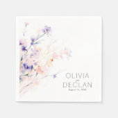 Elegante zachte Paarse en blush bloemen Servet (Voorkant)