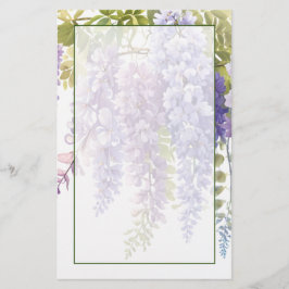 Elegante zachte paarse waterverf floral wisteria briefpapier