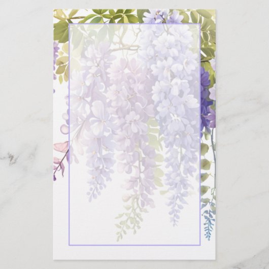 Elegante zachte paarse waterverf floral wisteria briefpapier (Voorkant)