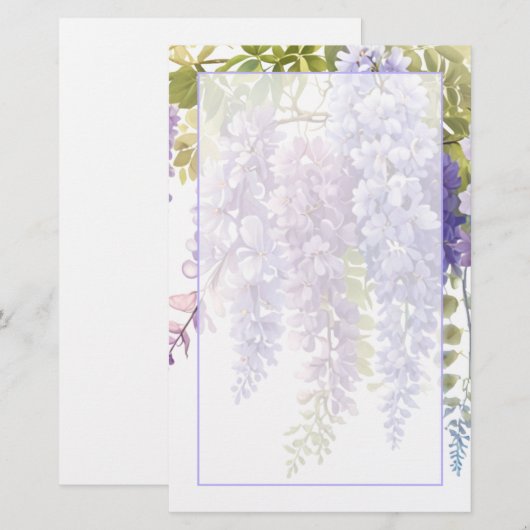 Elegante zachte paarse waterverf floral wisteria briefpapier (Voorkant / Achterkant)
