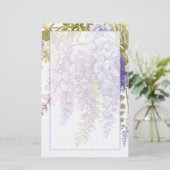 Elegante zachte paarse waterverf floral wisteria briefpapier (Staand voorkant)