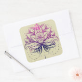 Elegante zachte Paarse Waterverf Lotus / Lily flo Vierkante Sticker (Envelop)