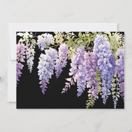 Elegante zachte paarse waterverf wisteria bruiloft kaart (Achterkant)