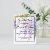 Elegante zachte paarse waterverf wisteria bruiloft save the date (Staand voorkant)