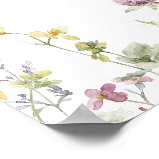 Elegante zachte pastel bloemenbruiloft zitkaart poster (Hoek)