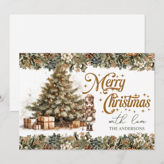 Elegante zachte pastel groen en goud Notenkraker Feestdagenkaart (Voorkant / Achterkant)