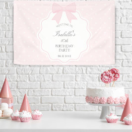 Elegante zachte pastel roze boog meisje verjaardag spandoek
