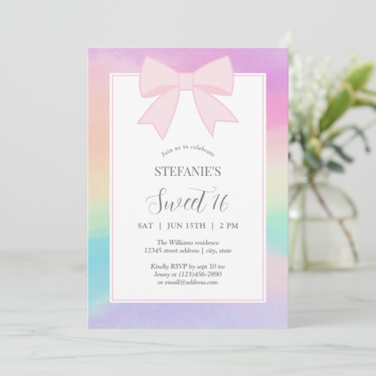 Elegante zachte pastel roze boog zoet 16 verjaarda kaart (Staand voorkant)