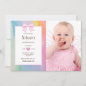 Elegante zachte pastel Waterverf 1e verjaardag fot Kaart (Voorkant)