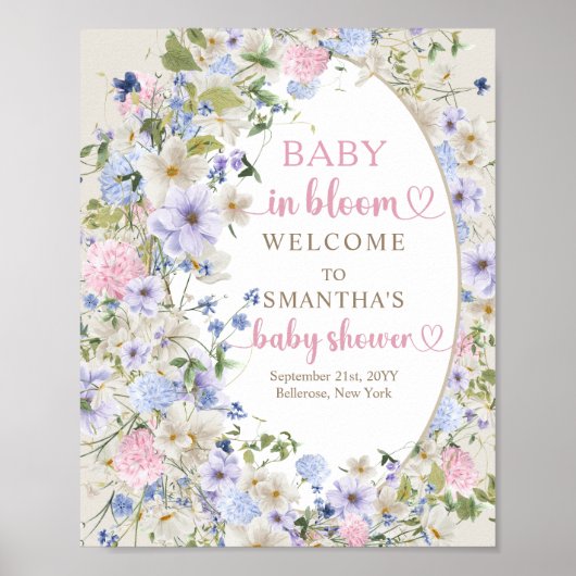 Elegante zachte pastel wilde bloemen roze blauw We Poster (Voorkant)