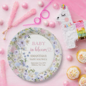 Elegante zachte pastel wilde bloemen roze lichtbla papieren bordje (Feest)