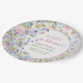 Elegante zachte pastel wilde bloemen roze lichtbla papieren bordje (Gekanteld)